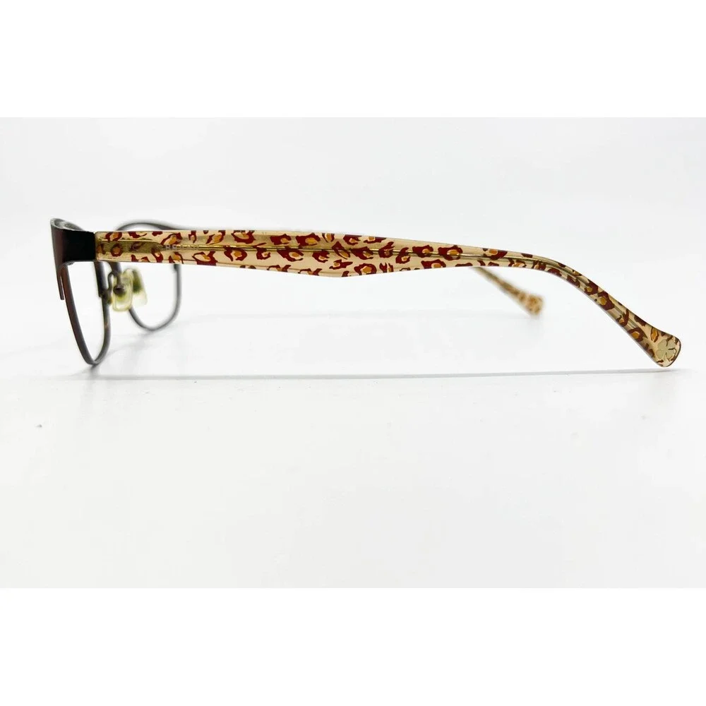 Lucky Brand Eyeglasses Womens Brown Leopard Print Cat Eye Frames 52-17-135